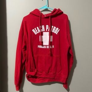 esy surf co, size medium , red beach patrol hoodie